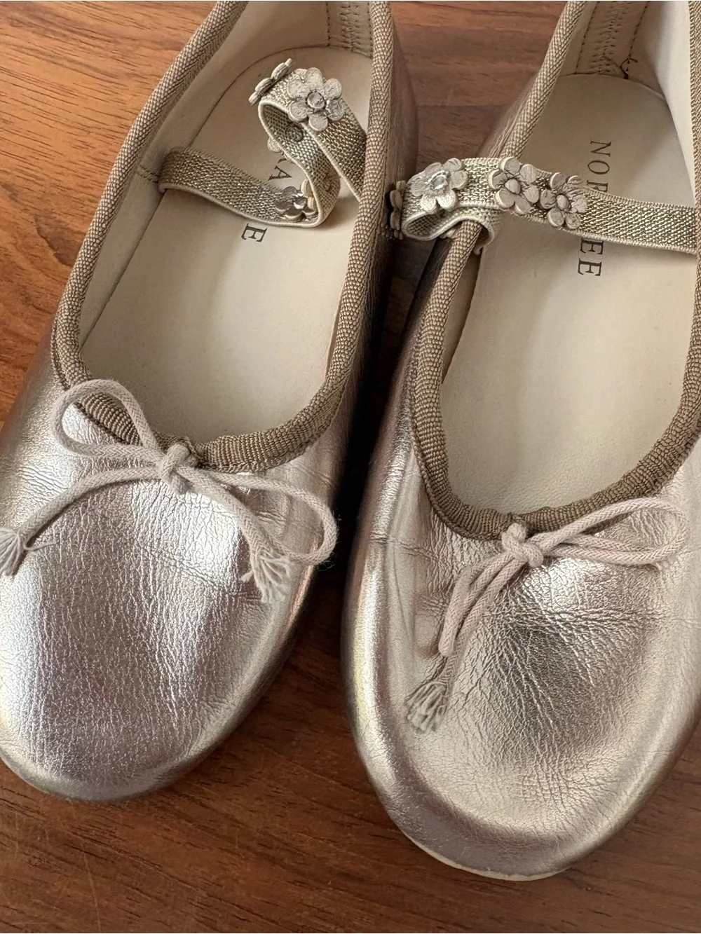 Noralee Kids Mocha Metallic Ballet Flats Dress Shoes Bow Formal Holiday Size 12